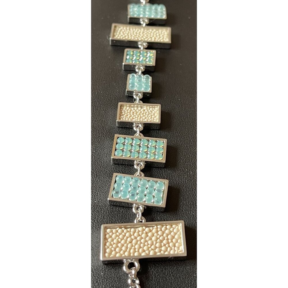 Swarovski Blue & Green Rectangular Crystal Bracel… - image 2